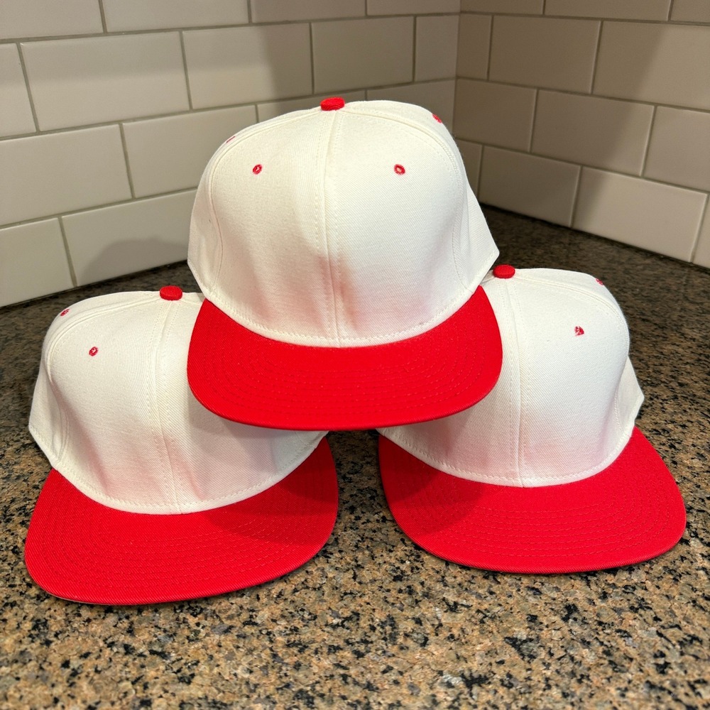 Vtg Blank Tournament Headwear Pro Model Hat 7 1/2 White Made in USA - Lot of 3